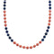Genuine Pink Coral And Lapis Sterling Silver Navajo Bead Necklace X10286
